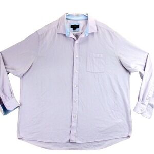Johnston Murphy Men's XXL Light Purple Micro Gingham Button Up Shirt Long Sleeve